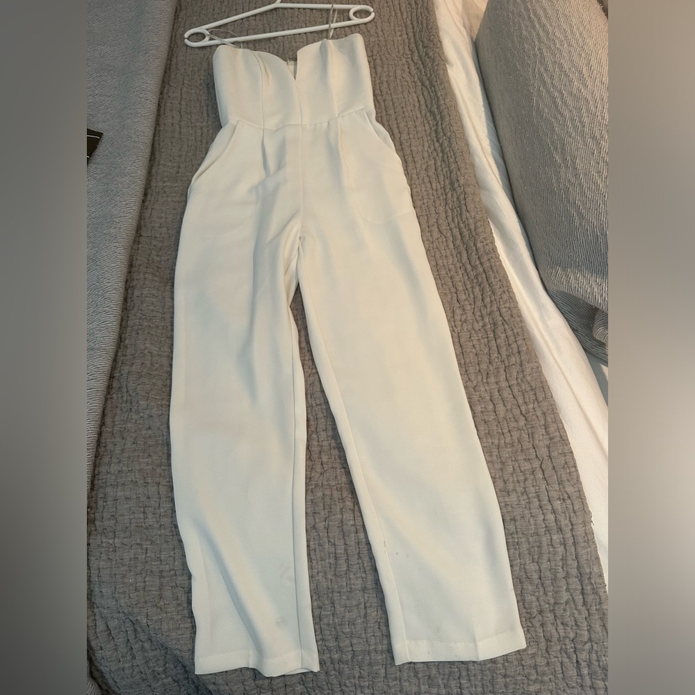Amanda Uprichard White Strapless Jumpsuit